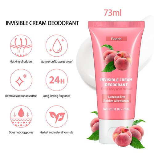 Body Odor Remover Cream 73ml Fruit Scent Invisible Cream Tube Non-Greasy Efficie - Foto 10 di 18