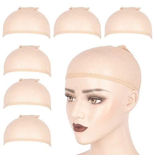 Individual Package Wig Cap 6pcs Beige Mesh Wig Cap Net Two End