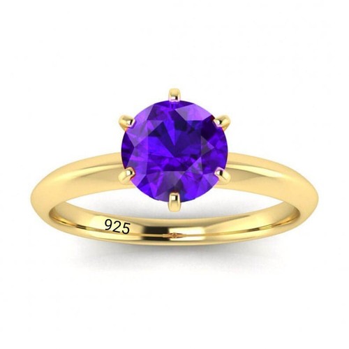 925 Sterling Silver Amethyst Gemstone Handmade Statement Round Women Gift Ring7 - Picture 6 of 7