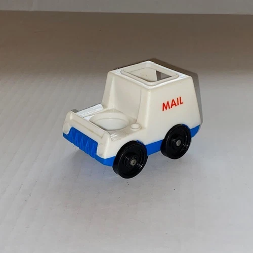 Vintage 1986 Fisher Price Mail Main Street Truck Little People Toy Car Jeep Old