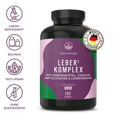 Leber-Komplex, 180 Kapseln, mit Mariendistel, Cholin & Artischocke, TRUE NATURE 