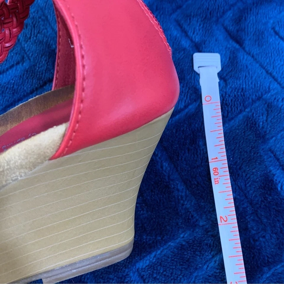 ❤Z01- PATRIZIA by SPRING STEP Woven Zip Back Sandals coral color - Image 2 of 4