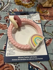 Itzy Ritzy Silicone Teether with Rattle Rainbow Girls Baby Toy Gift