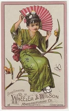 1880s Geisha Wheeler Sewing Machine Boston MA Antique Victorian Trade Card