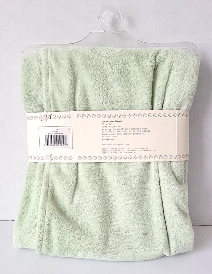 OshKosh Bebé Sherpa Manta de Vellón Verde Salvia Camión de Volteo Cochecito NUEVO Lovey Foto 3 de 4