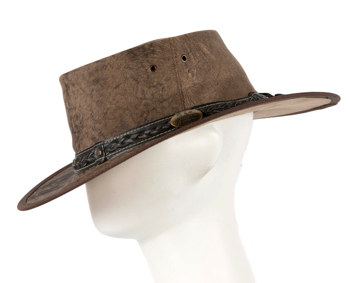 JACKAROO | Australian Leather Hat Sz L Jacaru Kangaroo Leather Australian Outback Hat Made in  main image 4