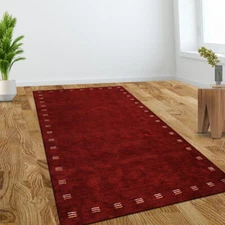 Eco-Friendly Hand Knotted Loom Wool Area Rug Contemporary Red BBH Homes BBL00104