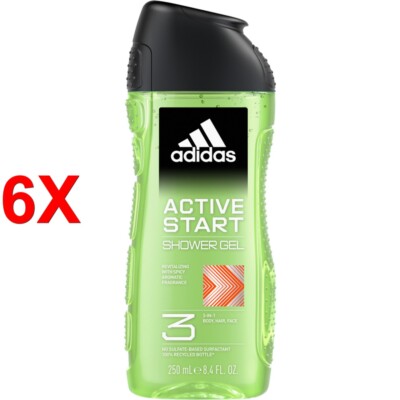 6 X Adidas Gesichtsdusche Shampoo 3in1 Active Start 250 Ml