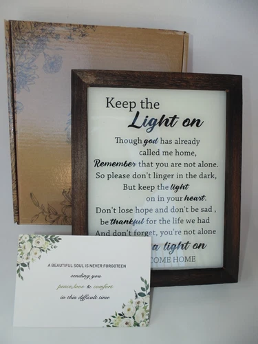 WOODEXPE Sympathy Gift LED Frame Picture Poem-Keep LightOn Shadow Box Religious