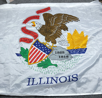 Anley State of Illinois Flag 58'' X 35'' White Polyester with Grommets