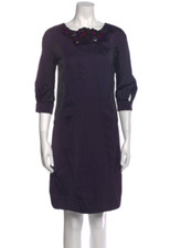 Valentino Embellished Silk Purple/Black Color Blocked Dress, Size 6, Reduced