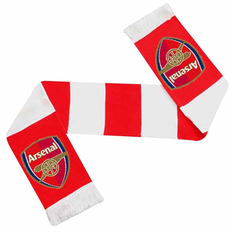 New Official Arsenal FC Crest Beanie Hat & Bar Scarf Gift Set, Arsenal ...