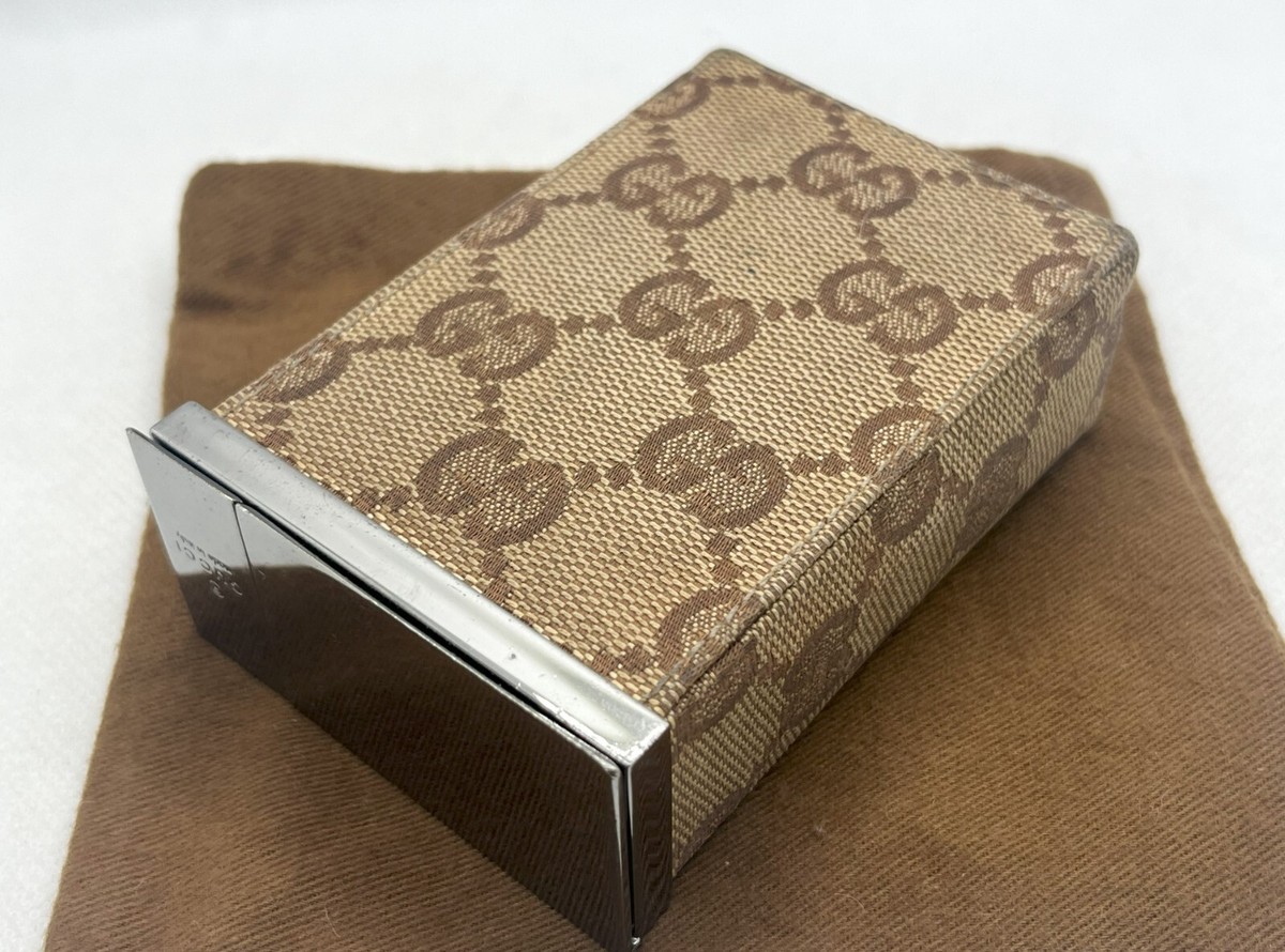 Auth GUCCI Signature GG Canvas Square Cigarette Case Holder