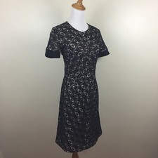 SEA New York Black Lace Beige Lined Silk Trim Short Sleeve Dress Womens sz 2