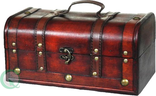 (Tm Decorative Treasure Box - Small Wooden Trunk Chest Size: 11" X 7" X 5.5" - Picture 6 of 11