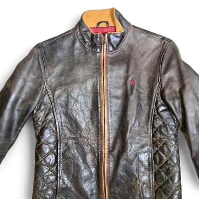 Flia x Ferrari Vintage 90s Distressed Leather Jacket Women's M