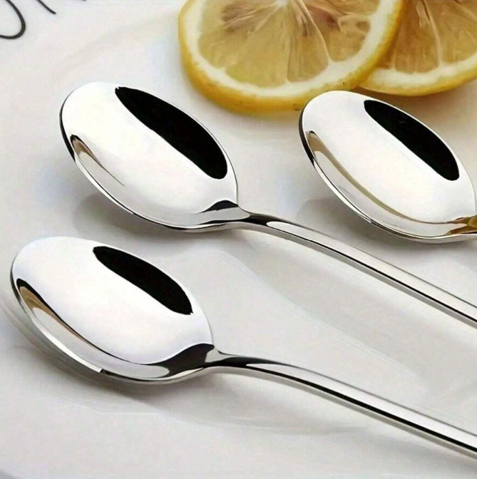 6pcs Long Handle Coffee & Ice Cream Spoons - Stainless Steel Stirring Scoop