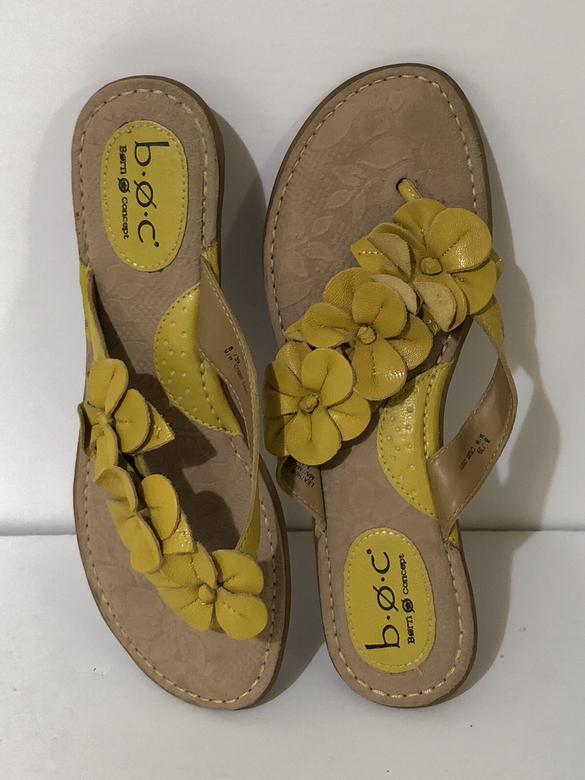 BOC Womens Yellow Floral Sandals Slip on Shoes Size 8 | eBay