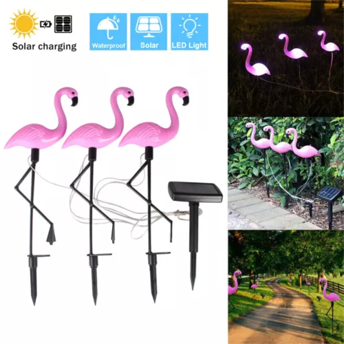 3 Stück Solarlampe Flamingo Gartenstecker Solar Beleuchtung Gartenstecker Deko - Bild 11 von 13