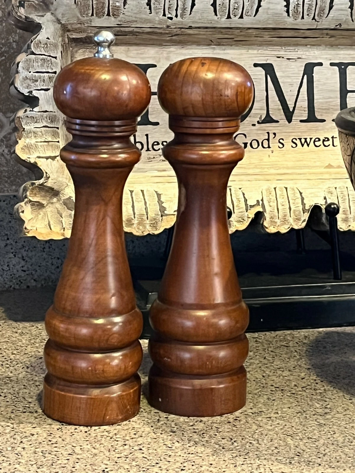 Vintage Old Wooden Salt Shaker and Pepper Mill Grinder Set 12" Tall
Opens in a new window or tab
