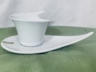 Pair Verdici Design Espresso Demitasse Cups & Saucers (2) Abstract Ceramic Shape — photo 3
