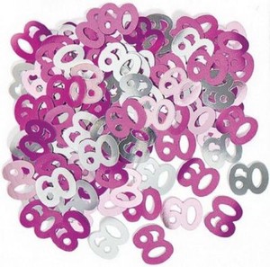 60th Pink Bday Scatter Confetti Sprinklers Table Decoration