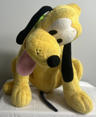 Disney Exclusive Pluto Large Plush Stuffed Animal Mickey s Dog 16  Green Collar