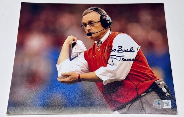 Jim Tressel Autographed Signed Ohio State Buckeyes 8x10 Photograph "Go Bucks" (BAS) 