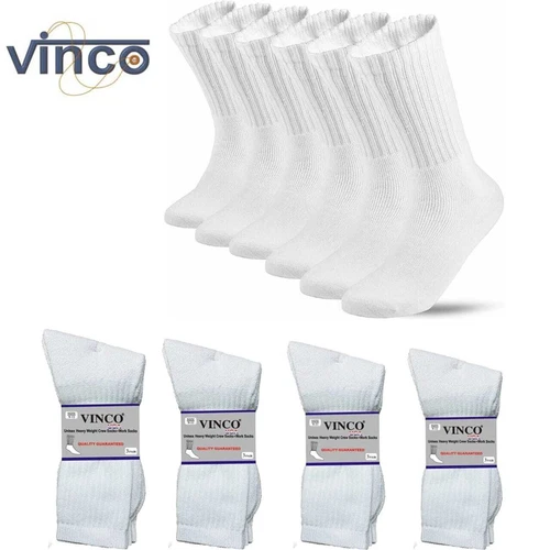 5-100 Dozen Wholesale Bulk Mens Solid White Sports Cotton Crew Socks 9-11 10-13