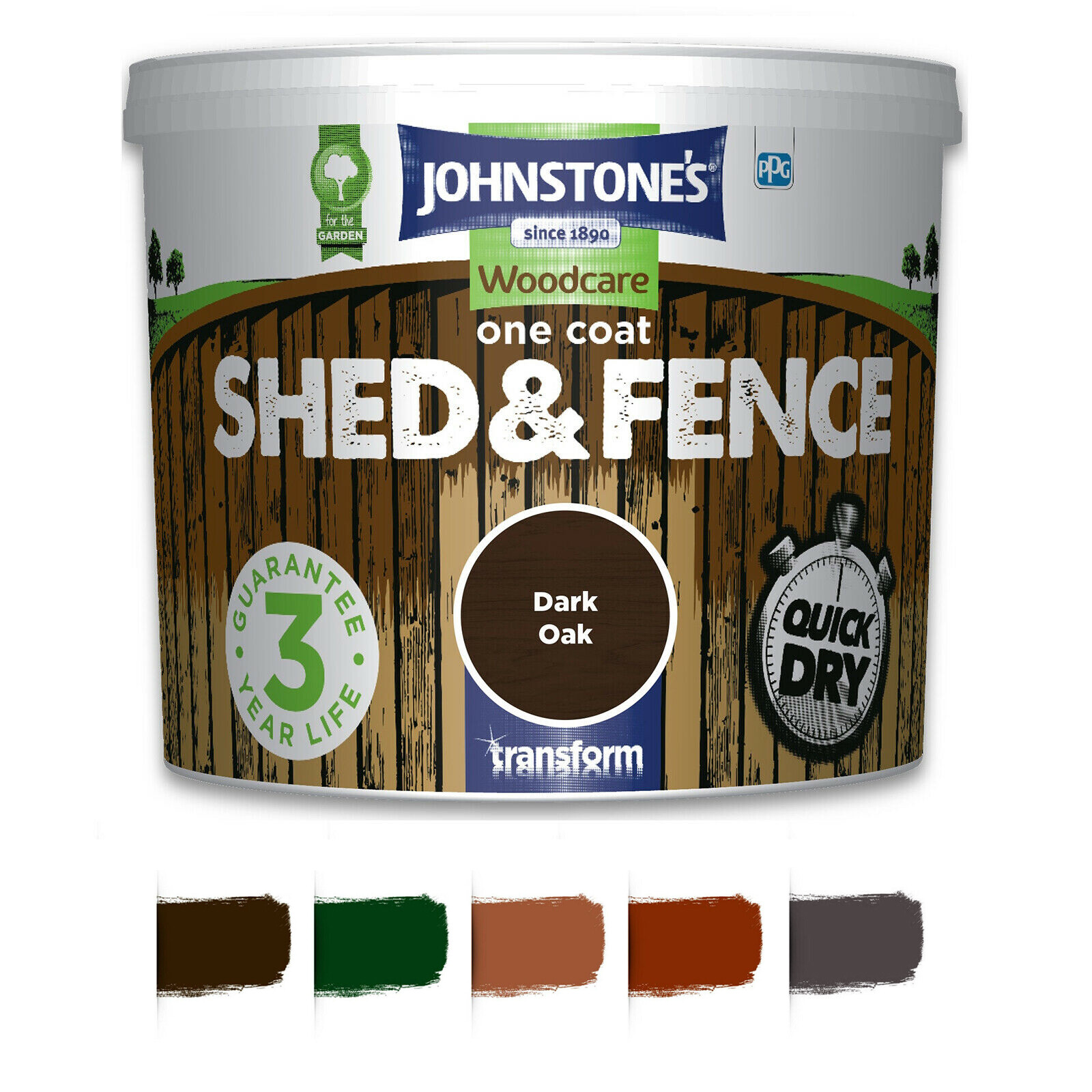 5L/9L Johnstones Woodcare One Coat Shed and Fence Paint Garden UV
