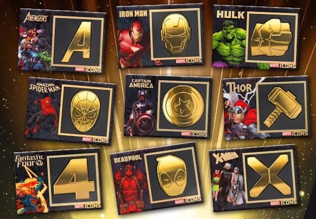 9x Panini MARVEL ICONS - Collection Card - Complete Collection