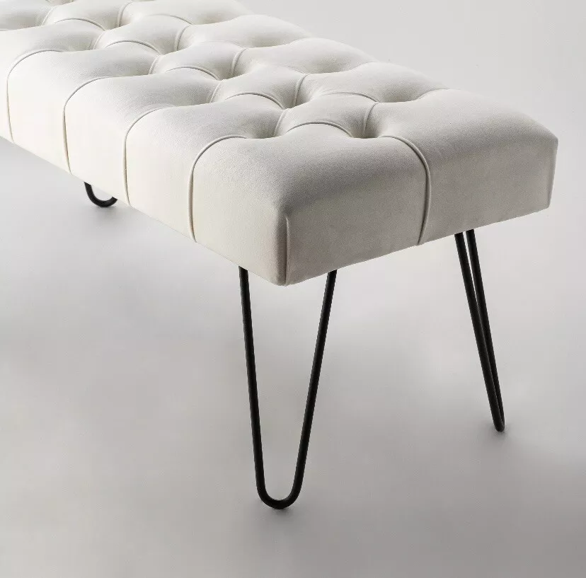 Cream upholstered sale bench
