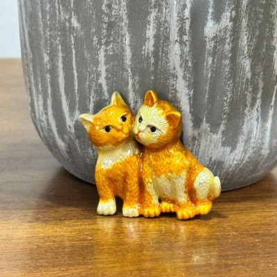 Enamel Cat Brooch Pin Orange Tabby Cats 1.5''