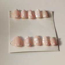 Pink White Polka Dot French Almond Artificial Nail Tips Natural Set