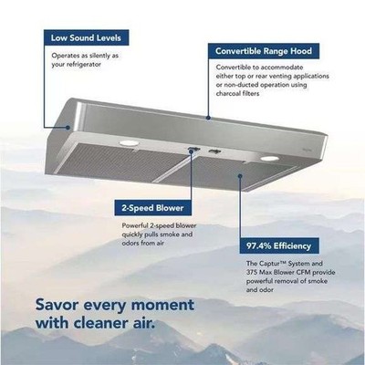 Broan-NuTone Mantra AVSC1 Series 30'' 375 CFM Max Blower Under Cabinet Range Hood