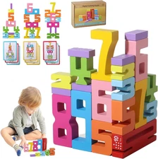 Montessori Math Blocks for Kids Ages 3-8 | 20PCS Wooden STEM Learning Toys...