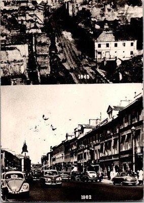 Street Scene Cars Buildings 1949 1962 Warsaw Poland Continental Postcard