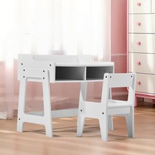 Children Learning Desk Chair Set MDF Study Deak with Drawers  Storage Table US
