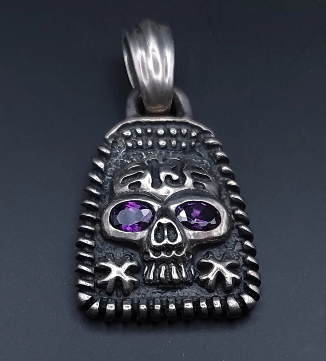 sterling silver skull necklace products for sale | eBay