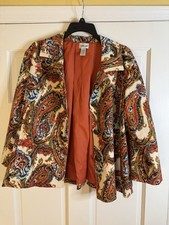 Chicos Women s Blazer Size 2 Autumn Paisley Print Fully Lined Decorative Buttons