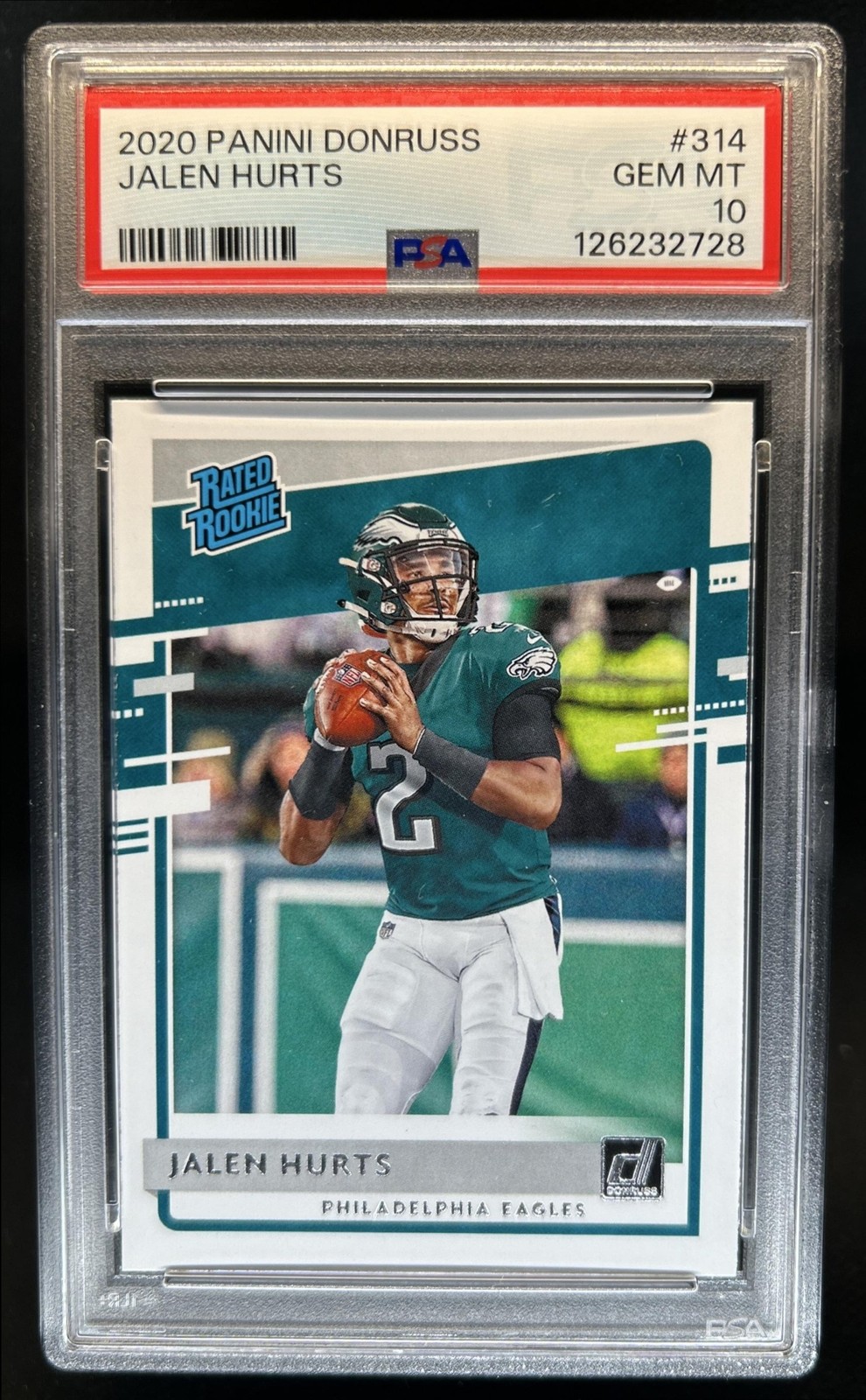 2020 Panini Donruss Jalen Hurts Rookie RC #314 Eagles PSA 10 GEM MINT view 1