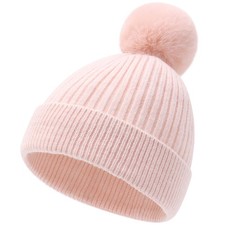 Girls Winter Hat Warm Toddler Beanie with Pom Pom Winter Hats for Baby and Kids