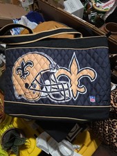 VTG New Orleans Saints Purse/Tote/Travel Bag, Black And Gold Quilted Material