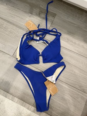 Berlook Ribbed vibrant royal blue ribbed fabric Bikini XS