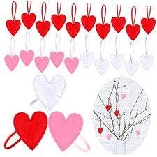 20 Pieces Red Felt Heart Ornaments Valentines Day Heart Shaped Red, Pink, White