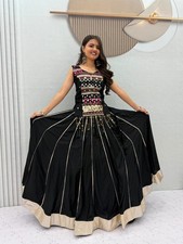 Pure Cotton Mirror Work Lehenga Choli Ribbon Work Festive Ethnic Outfit