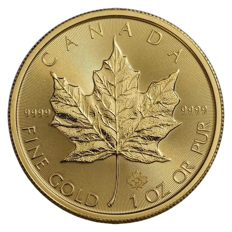 1 oz Gold Maple Leaf Coin $50 BU - Random Year - Royal Canadian Mint .9999 Gold