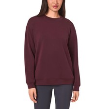 NWT MONDETTA 1917346 DARK RED WOMEN'S COZY ACTIVE CREWNECK W/POCKETS SZ S K1