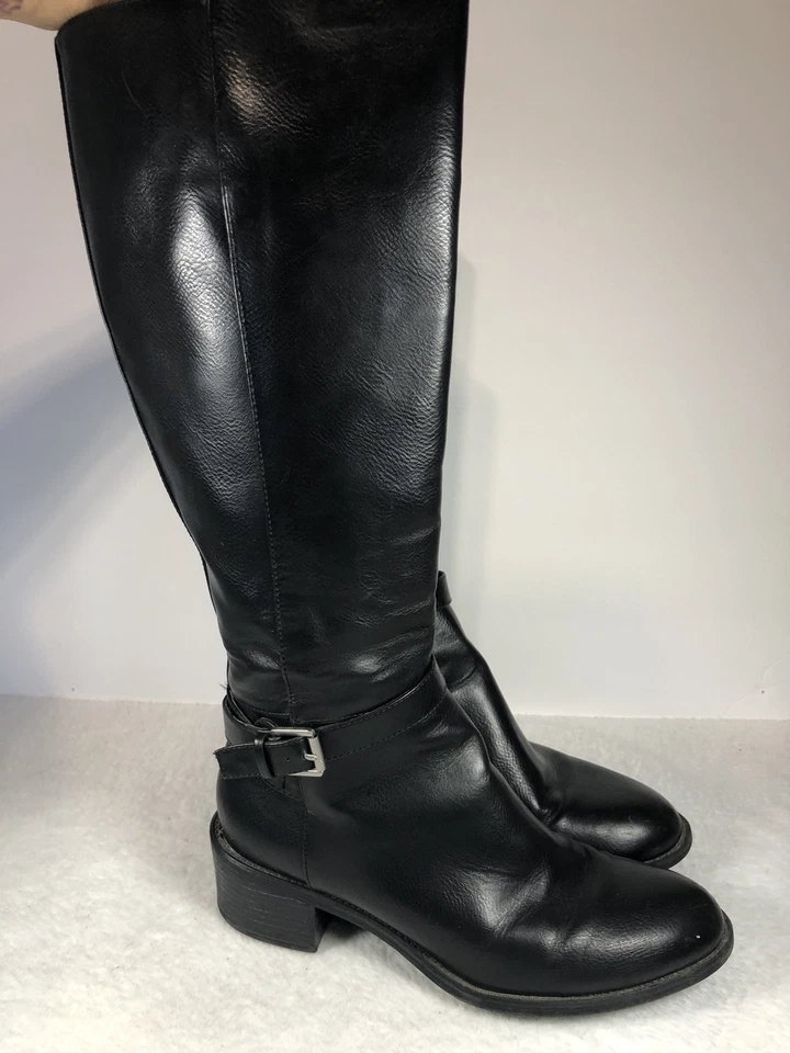 Chaps Ralph Lauren Women's 9B Black Riding Boots Vegan Leather Zip Up - Image 4 of 4