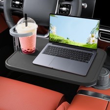 Car Tray Car Desk for Laptop, 360  Rotating Wood Cup Holder Table,Aluminum C...